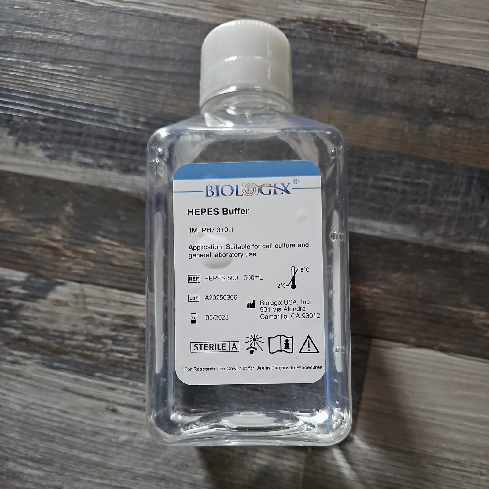 Biologix® HEPES Buffer, pH7.3, Sterile, 500ml Bottle