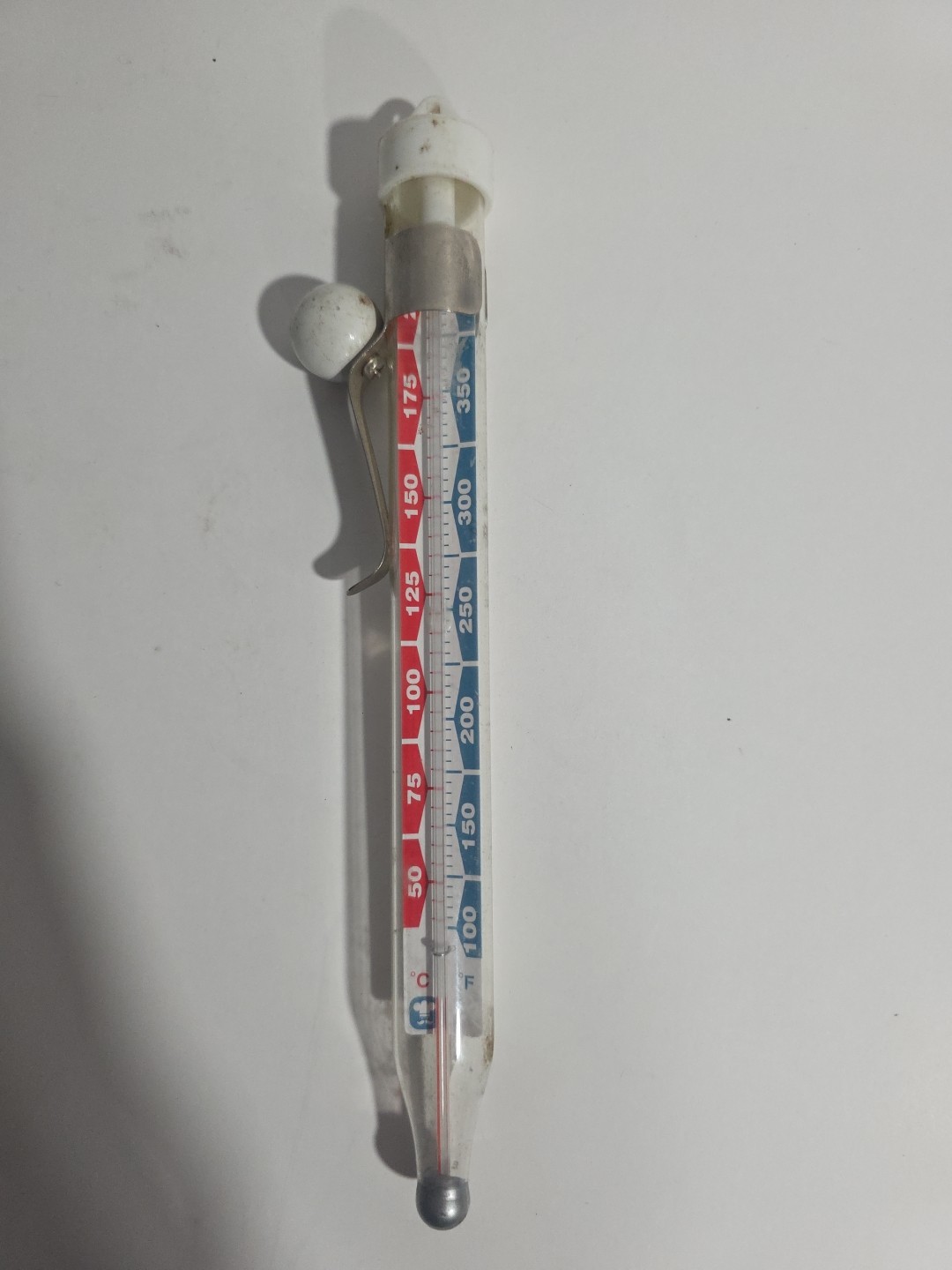 Vintage 8.5” Candy Deep Fry Thermometer °F/°C Clip-On Taiwan Working