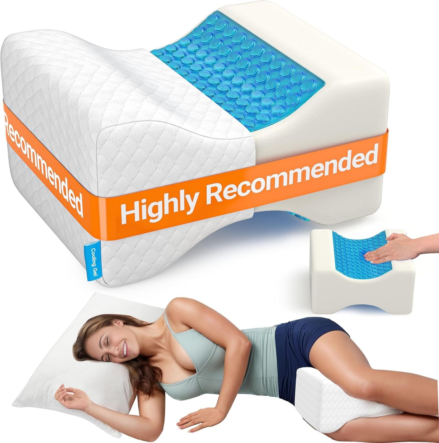 Memory Foam Knee Pillow for Side Sleepers, Adjustable Leg Support for Alignment