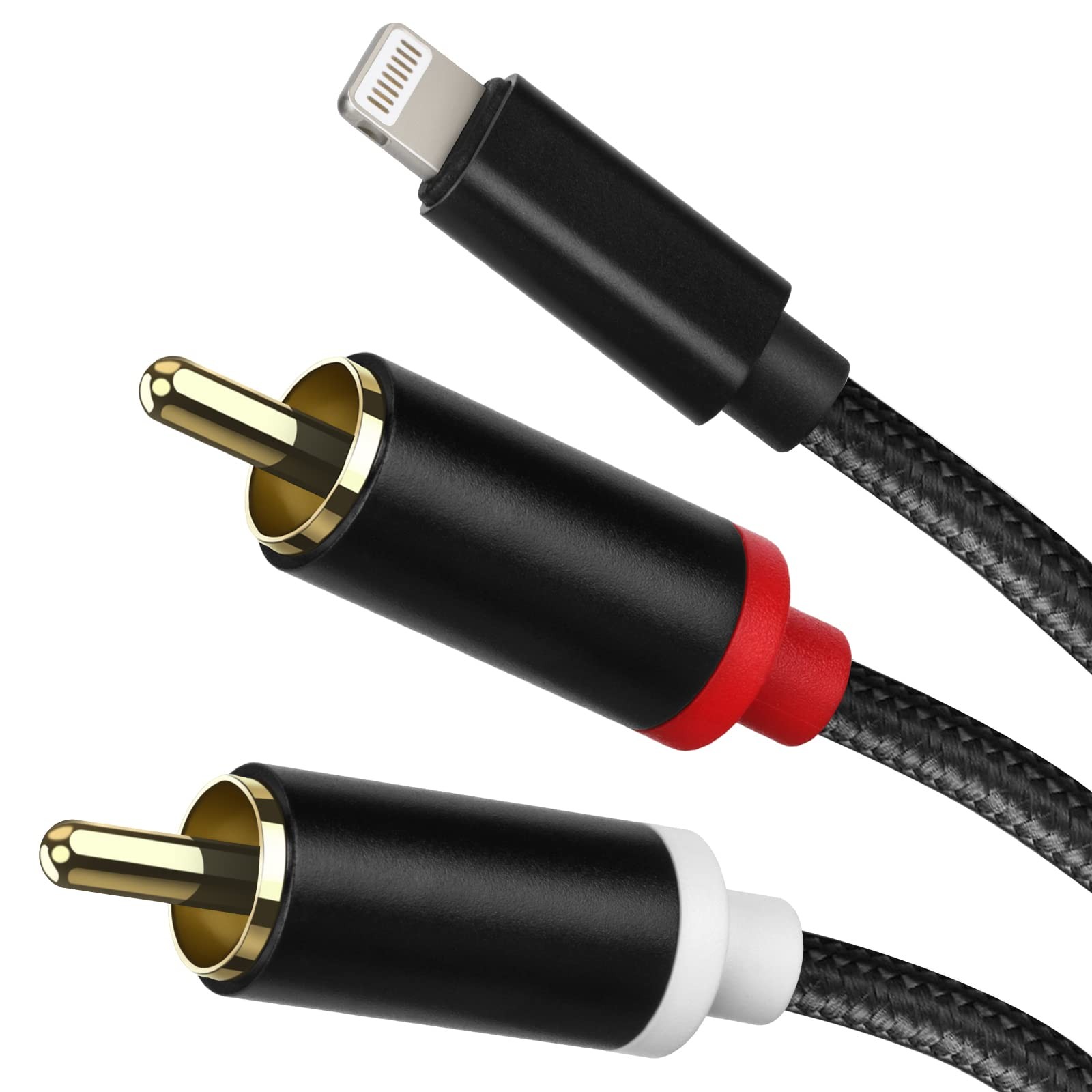 WORLDBOYU Lightning to RCA Cable Audio Aux Adapter, Stereo Y Splitter 6FT