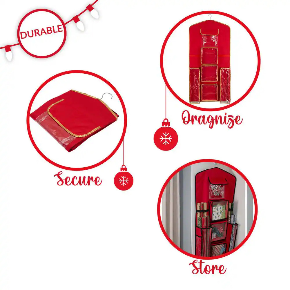 9 Gal. 8-Compartment Hanging Holiday Gift Wrap Organizer