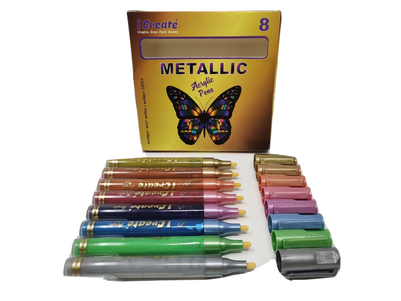 I CREATE Acrylic Pens | Metallic Colours - 8 Pack