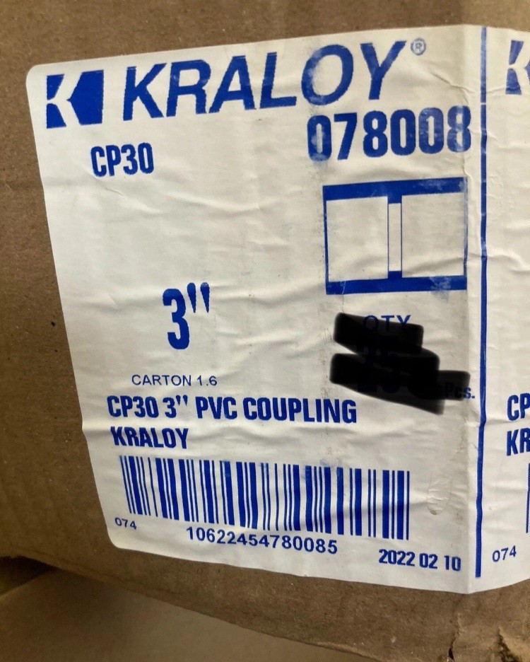 2 Pack Kraloy PVC Coupling Conduit Fitting 3" CP30 078008