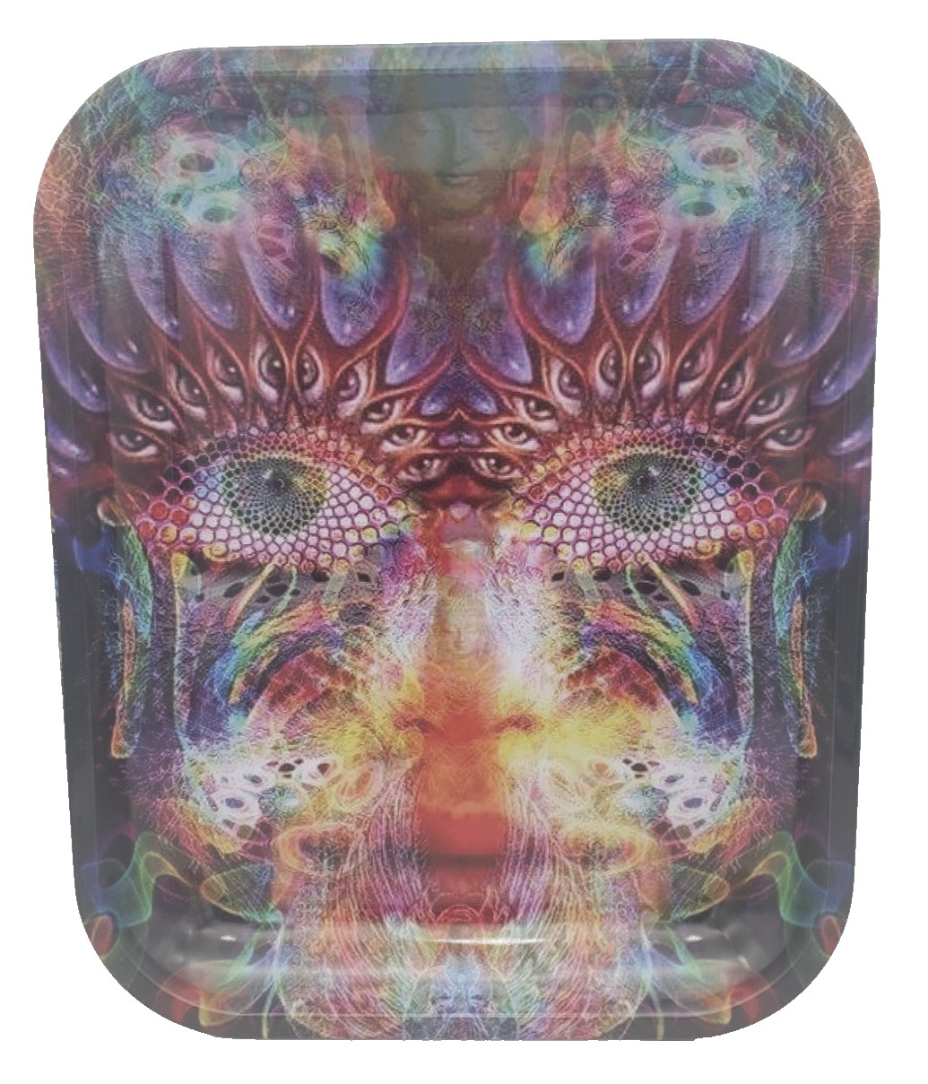 Green Leaf - Trippy Face - Large Rolling Tray  - 14" x 11" x 1.25"