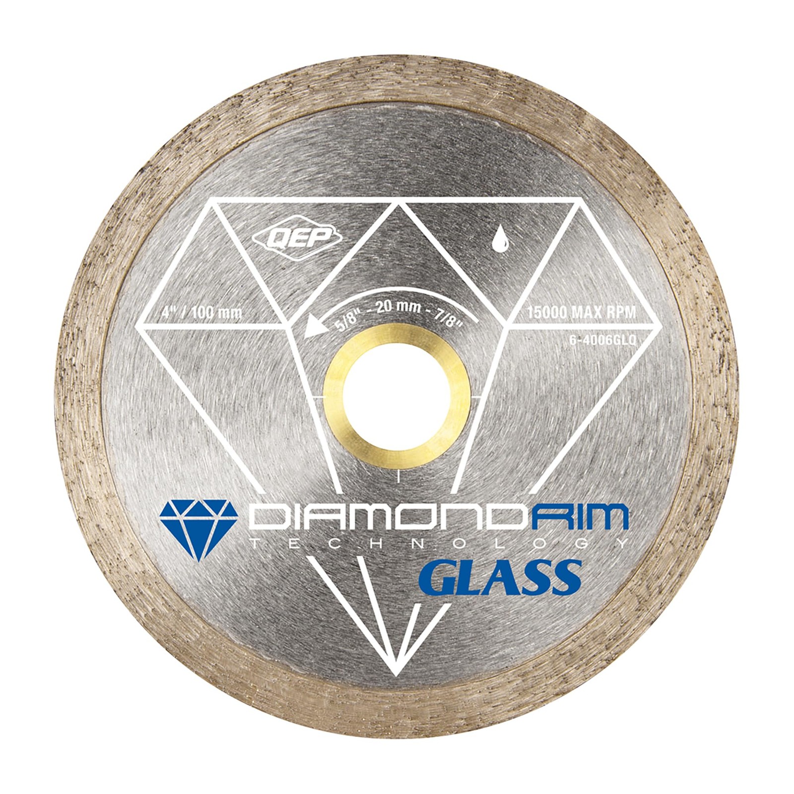 QEP 4" Continuous Rim Diamond Glass Tile Cutting Blade Wet/Dry