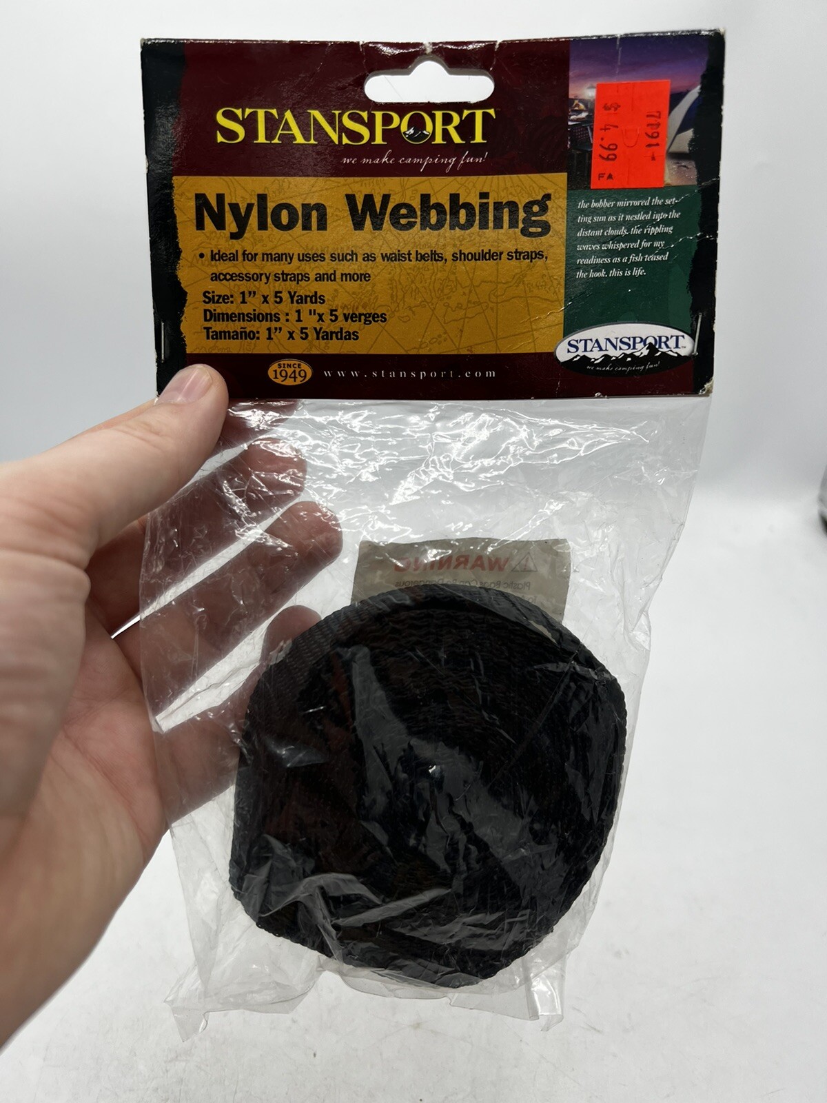 Stansport 7191 Nylon Webbing - 1" X 5 Yds - New In Package - Free Shipping