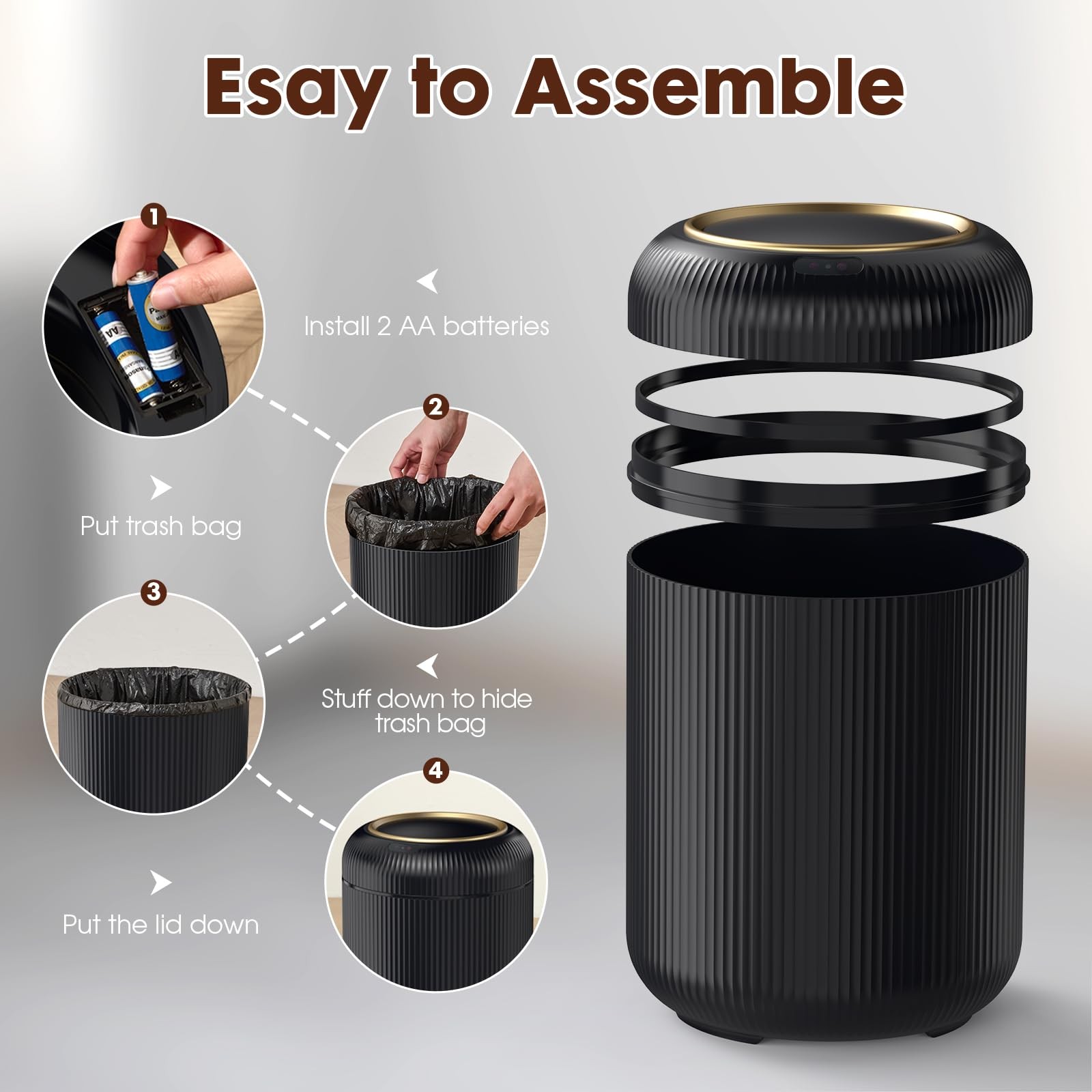 Procade 3 Gallon Automatic Touchless Motion Sensor Bathroom Trash Can Bin