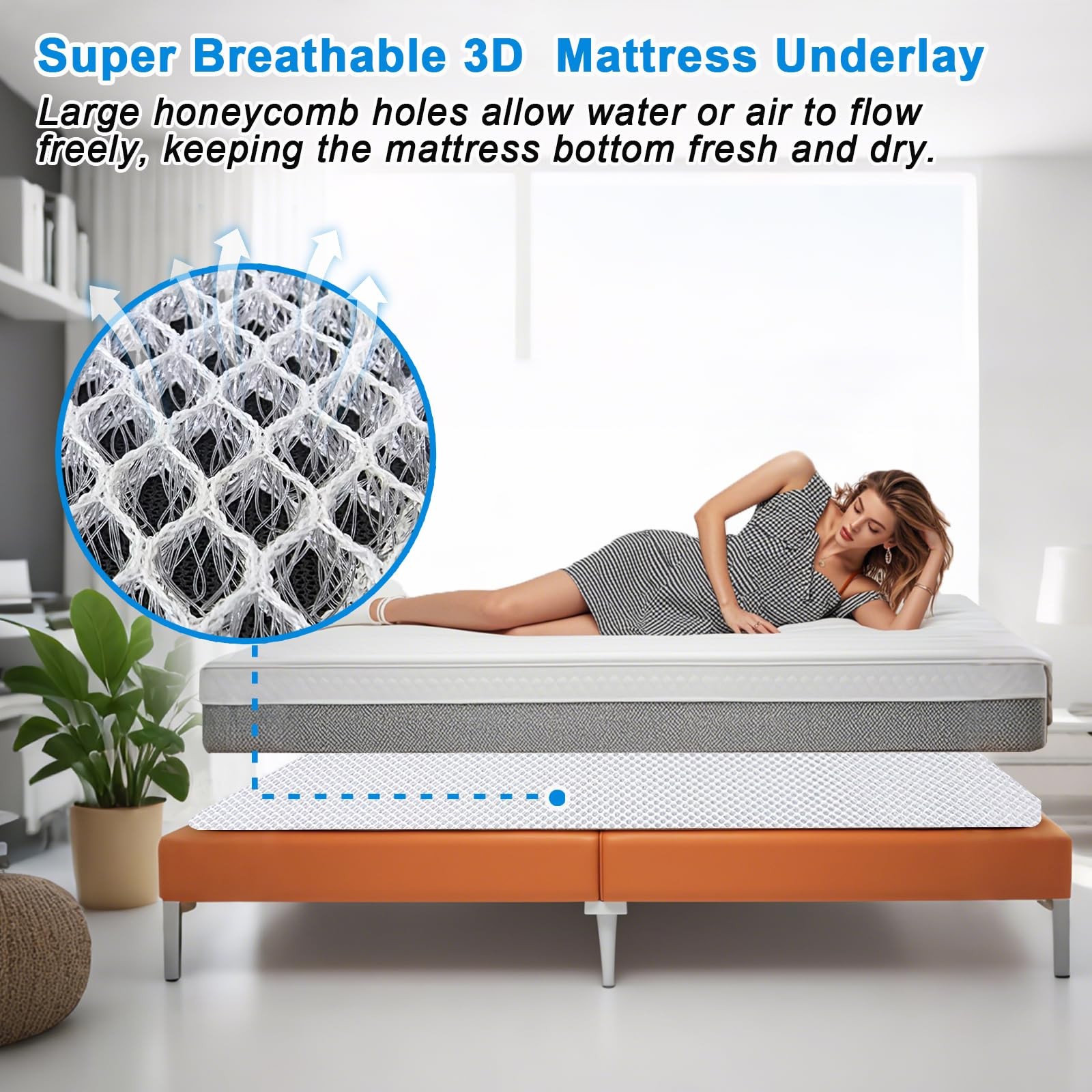 RV Mattress Underlay 3D Mesh Breathable Pad for Camper Motorhome Boat