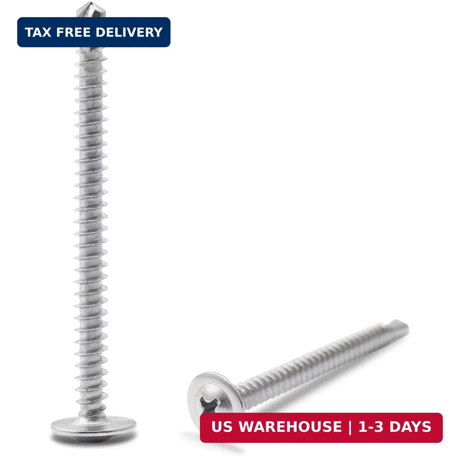 (90pcs) #8 x 2 410 Stainless Steel Self Tapping Screws for Metal Plasti