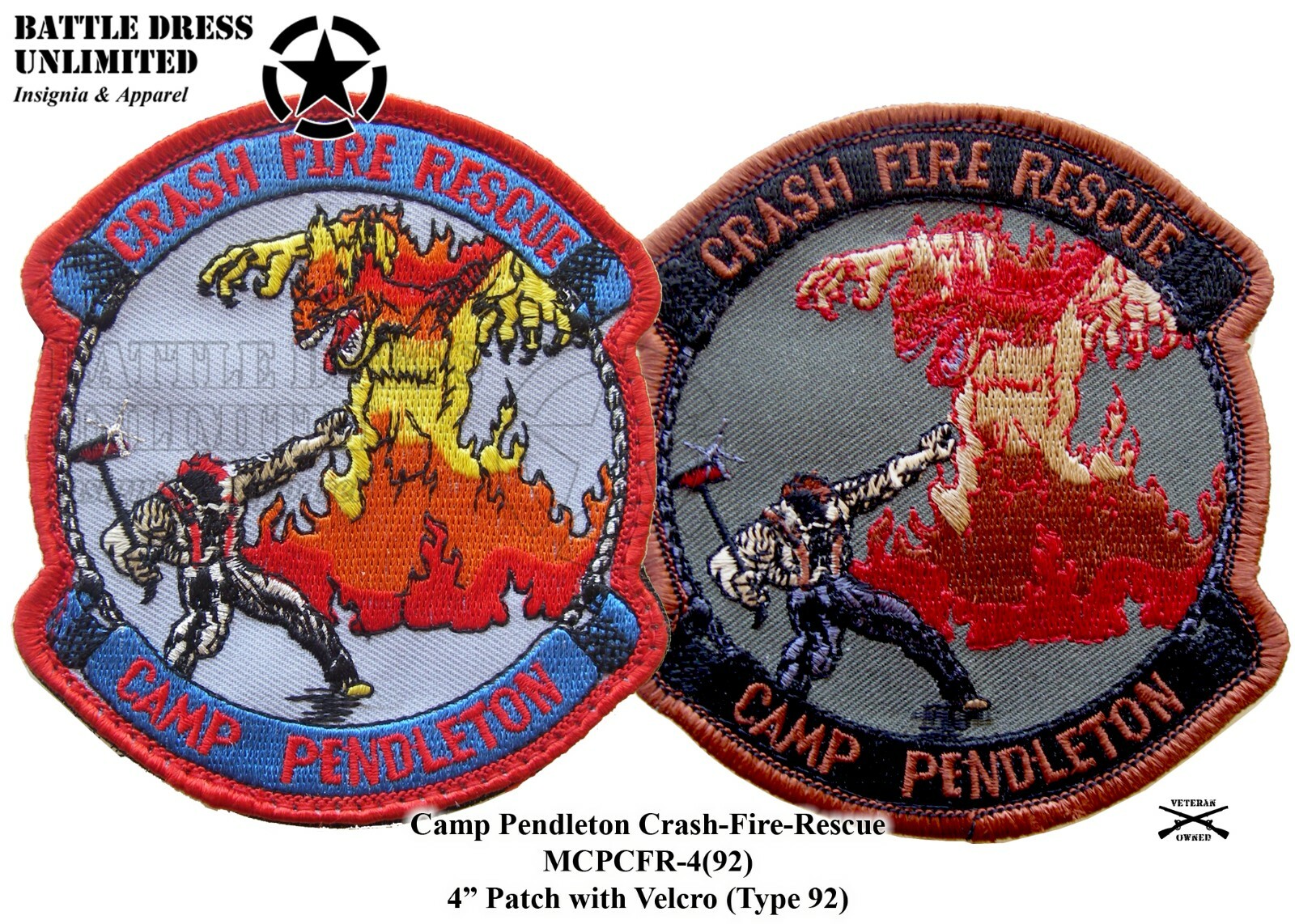 MCAS Camp Pendleton Crash Fire Rescue 4" Patch (CamPen CFR USMC Marines)