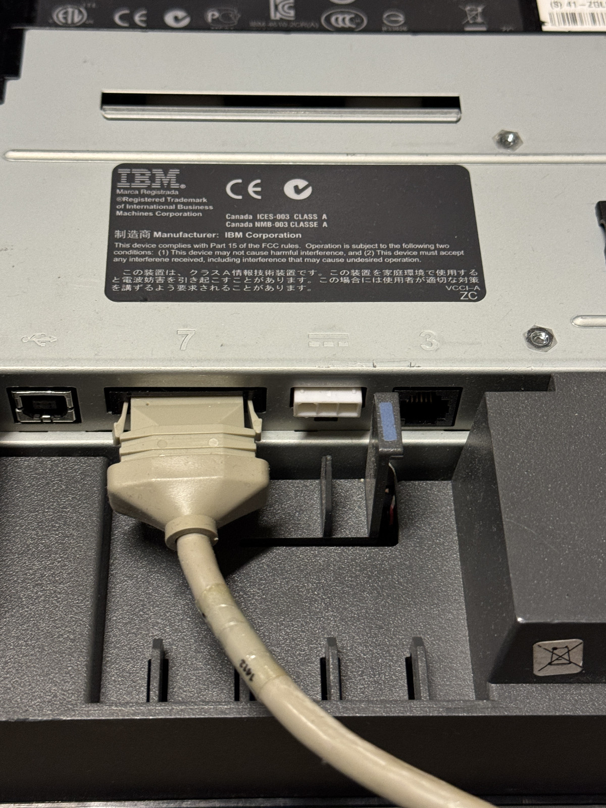 IBM SureMark 4610 Thermal Receipt Printer 4610-2CR with connection cable