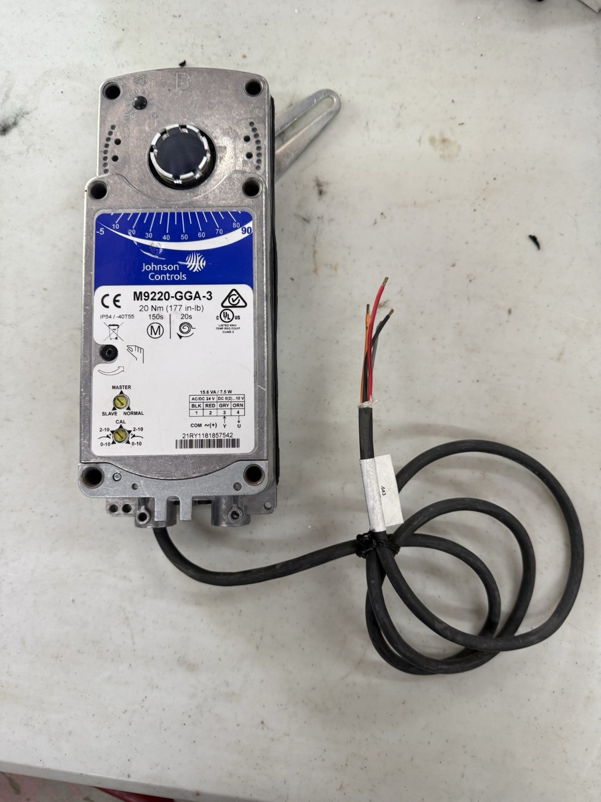 Johnson Controls M9220-GGA-3 Electric Damper Actuator 20Nm 24V AC/DC