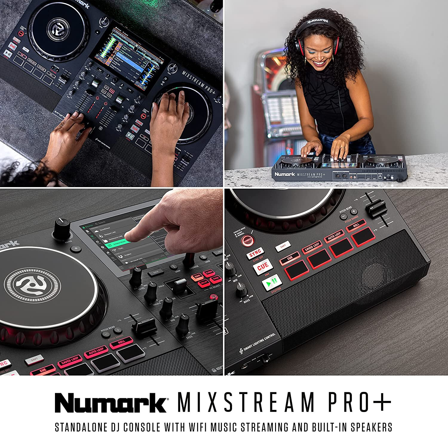 Numark Mixstream Pro+ Standalone DJ Controller Amazon Music, Serato & Virtual DJ