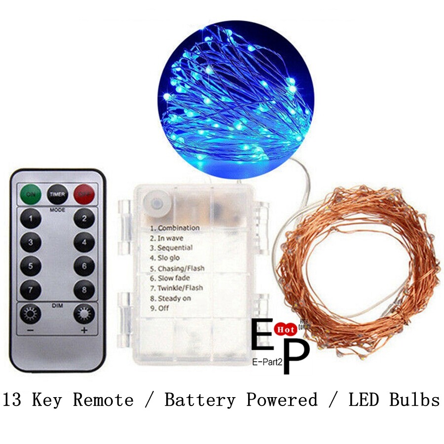 50-100 LEDs Battery Operated Mini LED Copper Wire String Fairy Lights W/ Remote