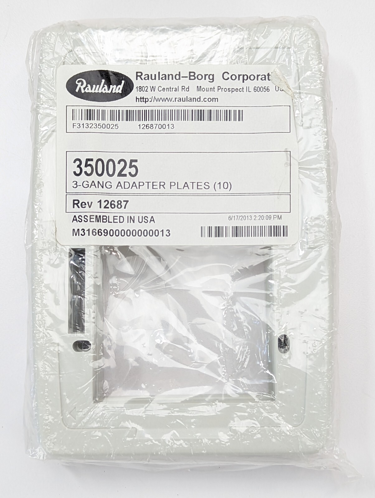 RAULAND RESPONDER 5 350025 3-GANG ADAPTER PLATES (10)