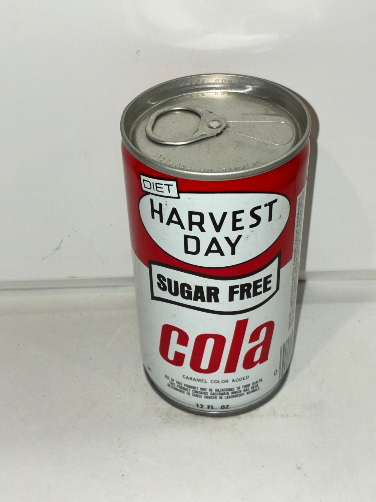 Diet Harvest Day Sugar Free Soda can, crimped, bar code, bottom opened