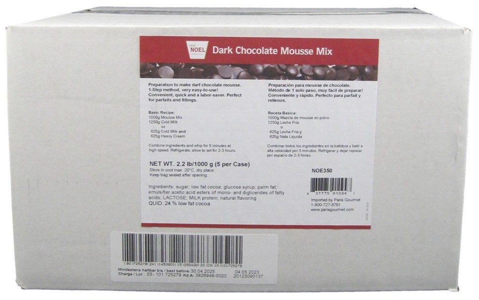 Cacao Noel Dark Chocolate Mousse Mix - 11 Lbs