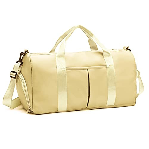 Sports Gym Bag with Wet Pocket & Shoes Compartment, Waterproof Beige02