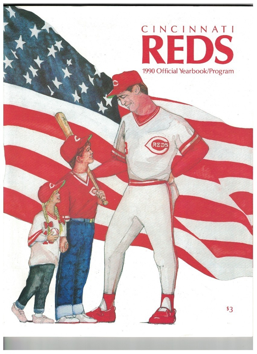 1990 Cincinnati Reds Baseball Yearbook/Program Barry Larkin