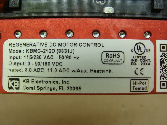 KB ELECTRONICS REGENERATIVE DC MOTOR CONTROL KBMG-212D (8831J) 115/230VAC