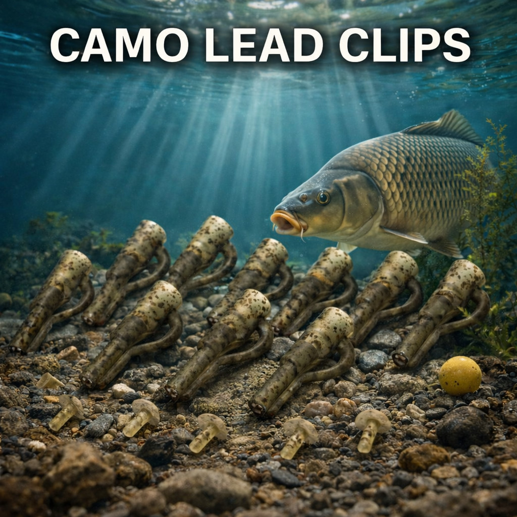 Camo Lead Clips Carp Fishing Tackle – 10 Pack Safety Lead Clip Set with Pegs
