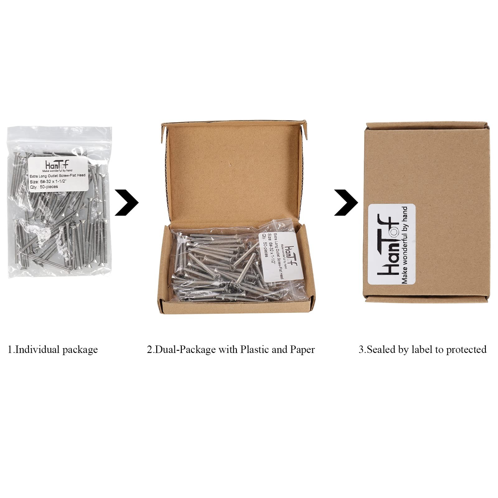 50Pcs Extra Long Outlet Screws, Phillips Flat Head, Electrical Wall Plate Swi...