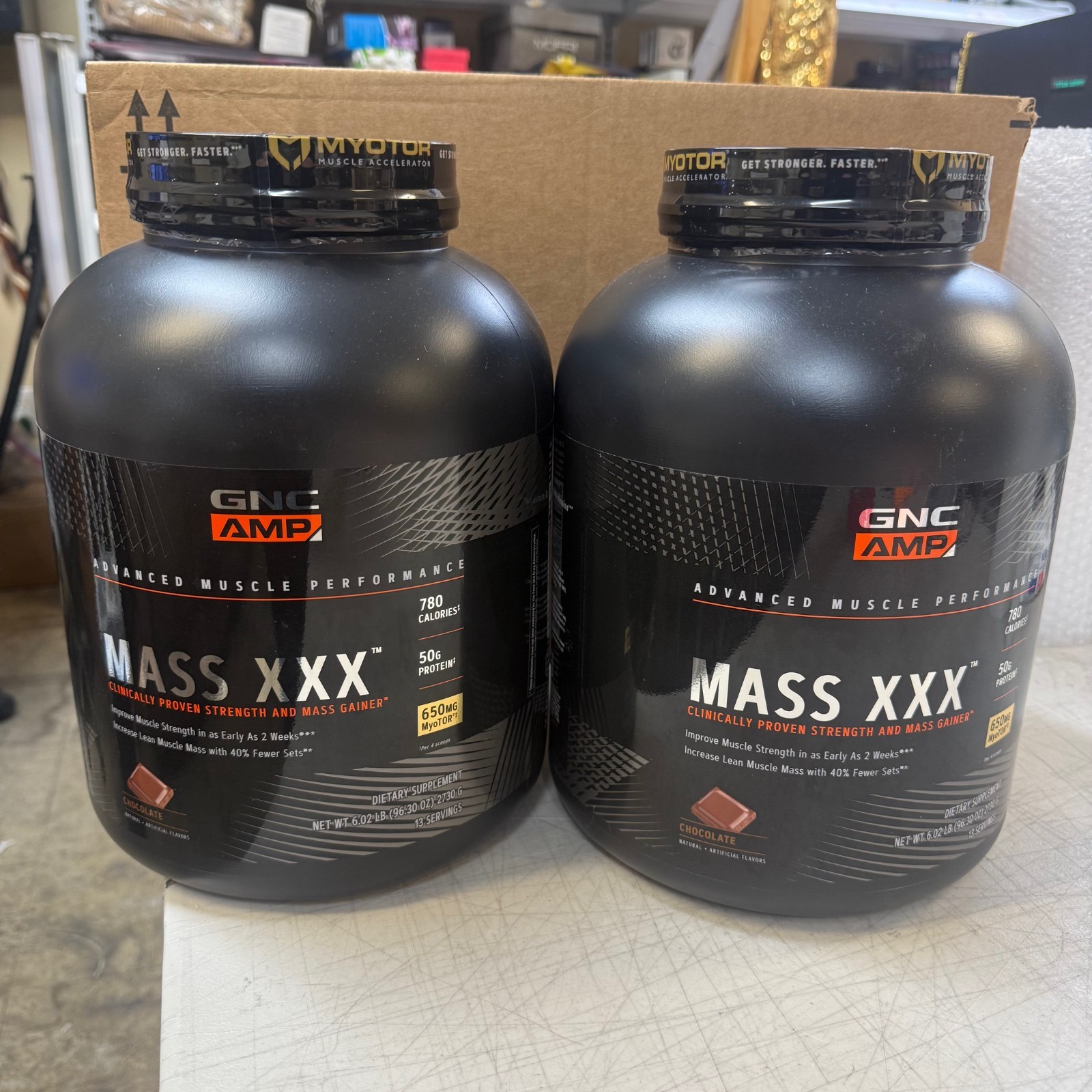 GNC AMP Mass XXX Protein Powder Mass Gainer 6Lbs Chocolate (2 Pack)exp: 4/2/2026