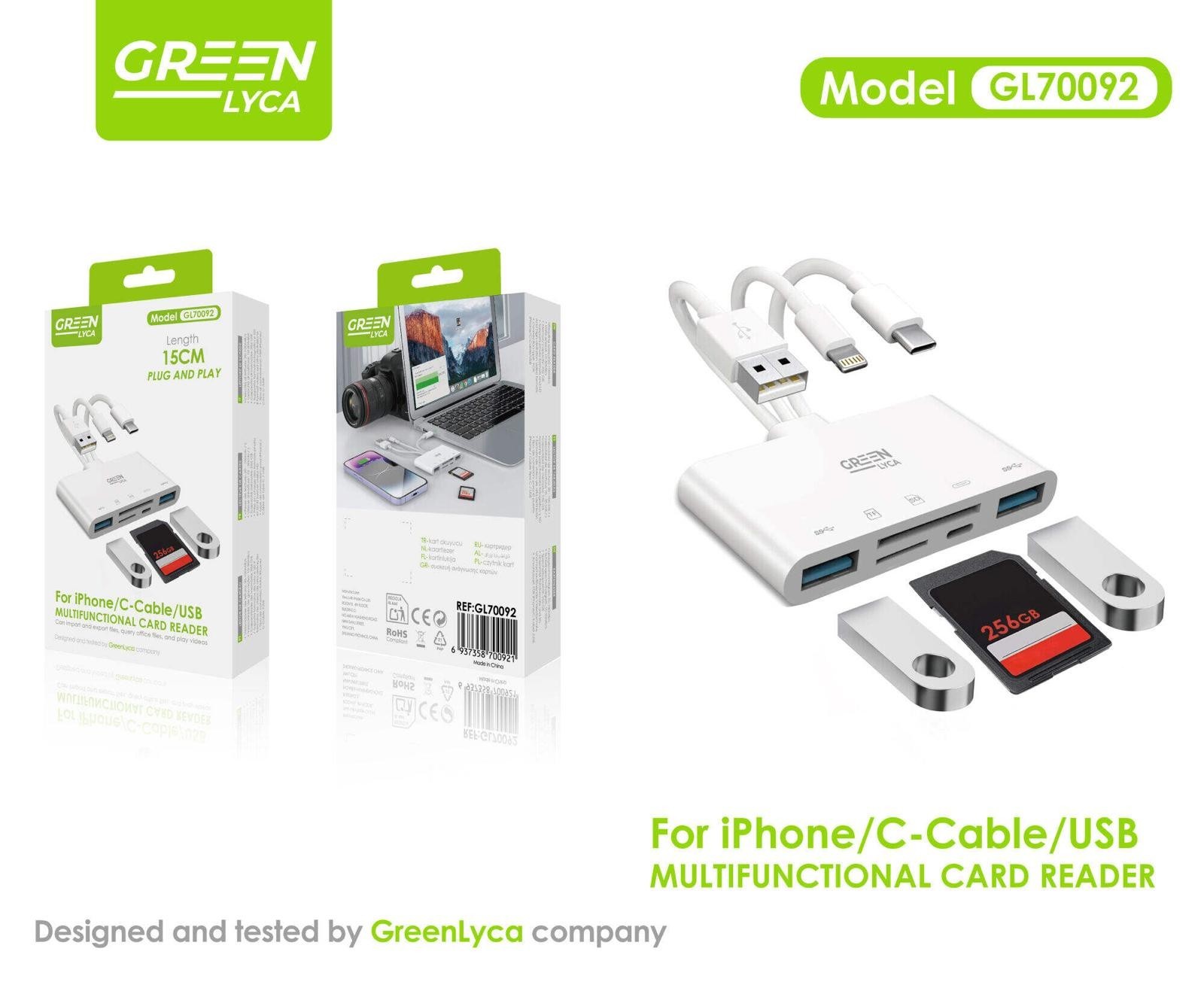 Multi Card Reader USB 3.0 OTG Adapter SD MicroSD TF USB-C Lightning 6in1