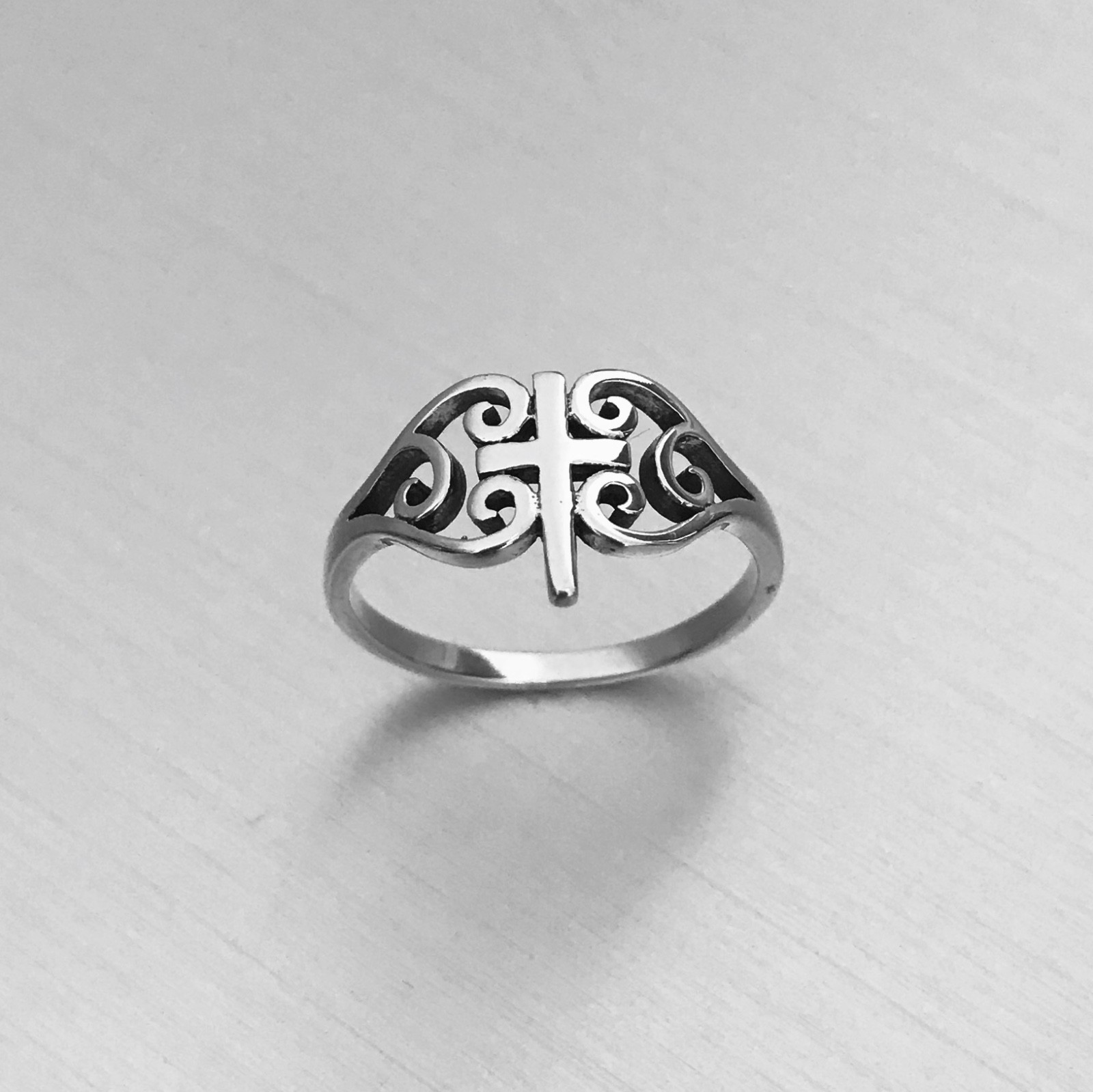 Sterling Silver Medieval Cross Ring, Silver Rings, Love Ring, Religious Ring