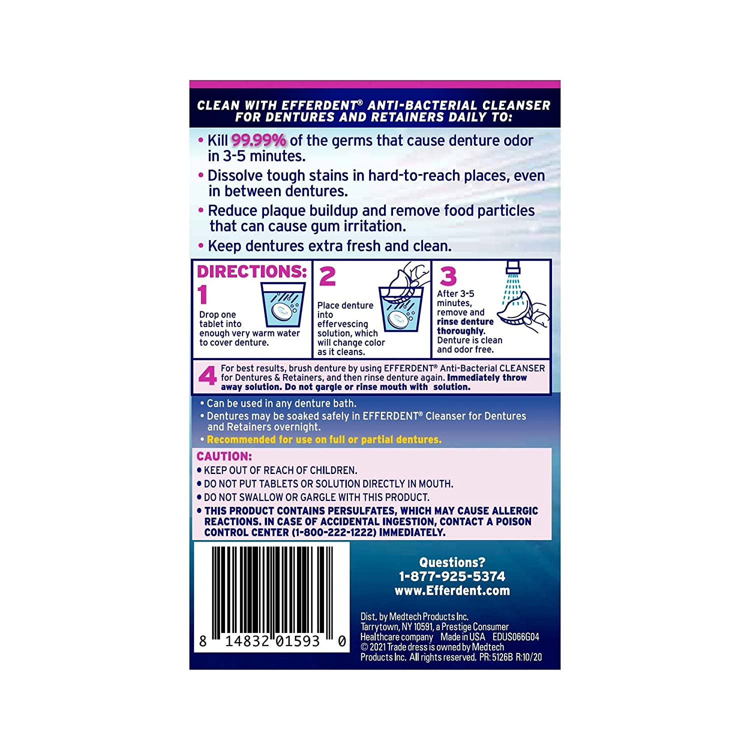 Efferdent Complete Clean Retainer Cleaner & Denture Cleanser - 126 Tablets