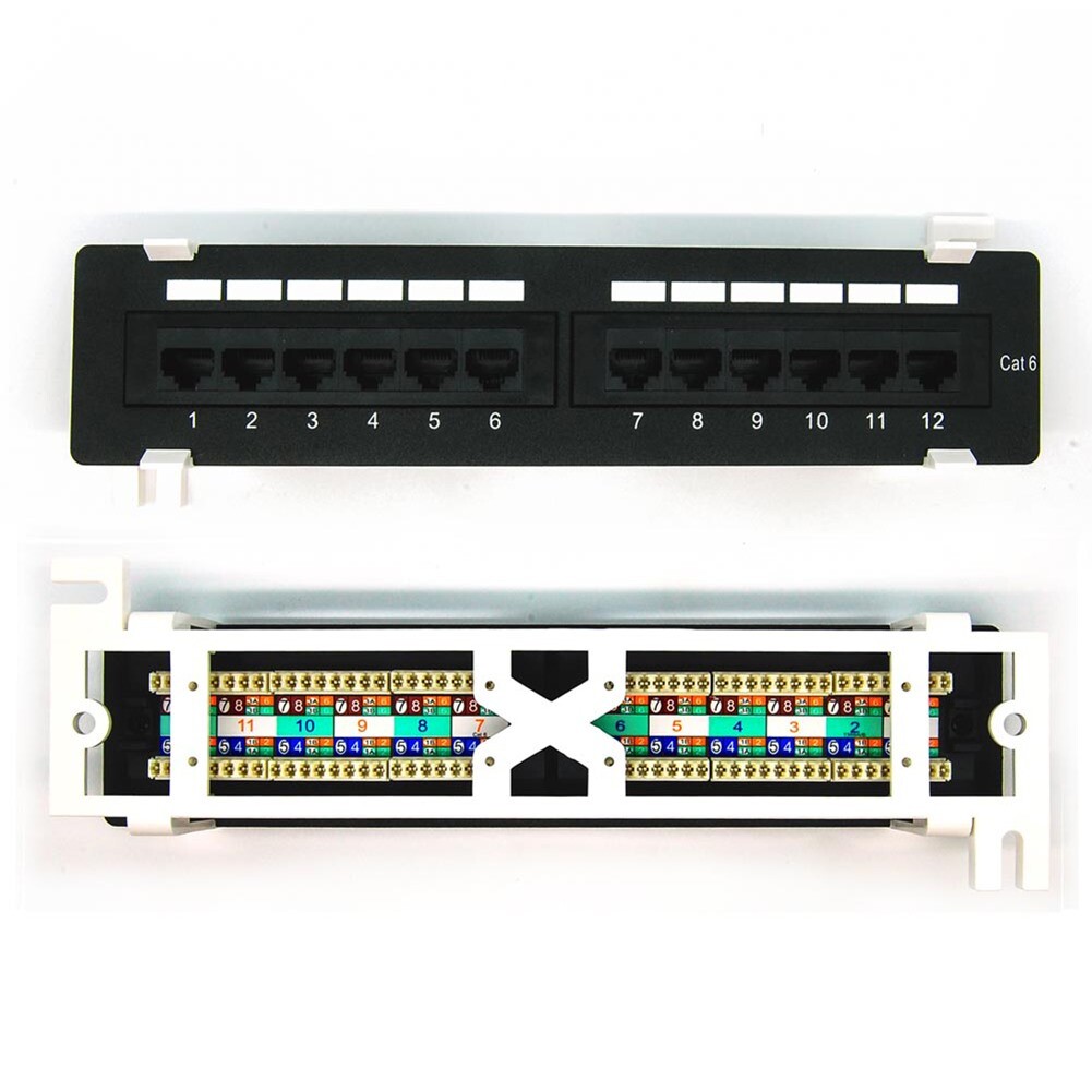 12 Port Cat6 110 Vertical Patch Panel RJ45 Network LAN Server Mounting Bracket