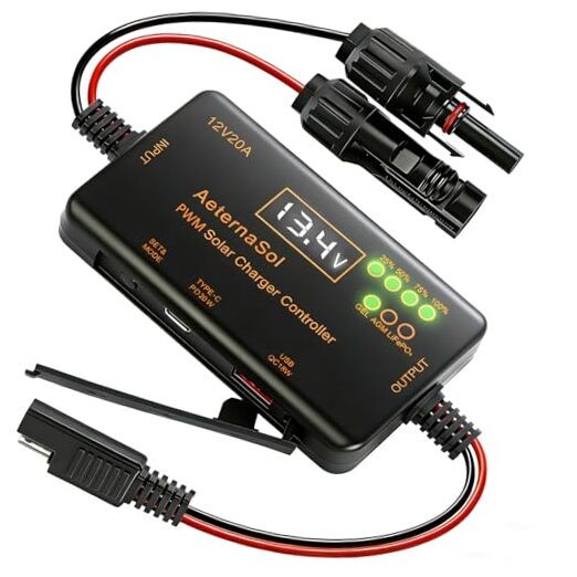 Solar Charge Controller 12V 20A - Solar Panel Charge Controller with 20A PWM