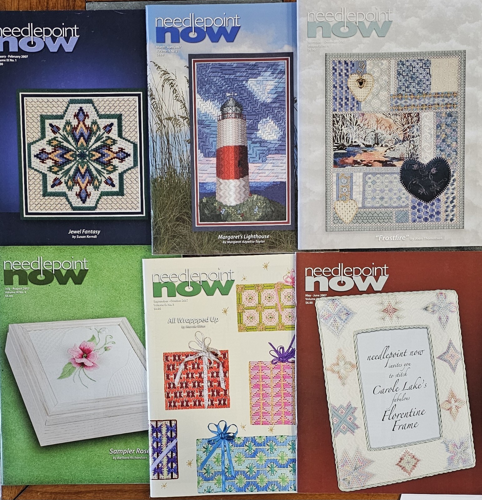 6 Needlepoint Now Magazine Issues Jan-Dec 2007