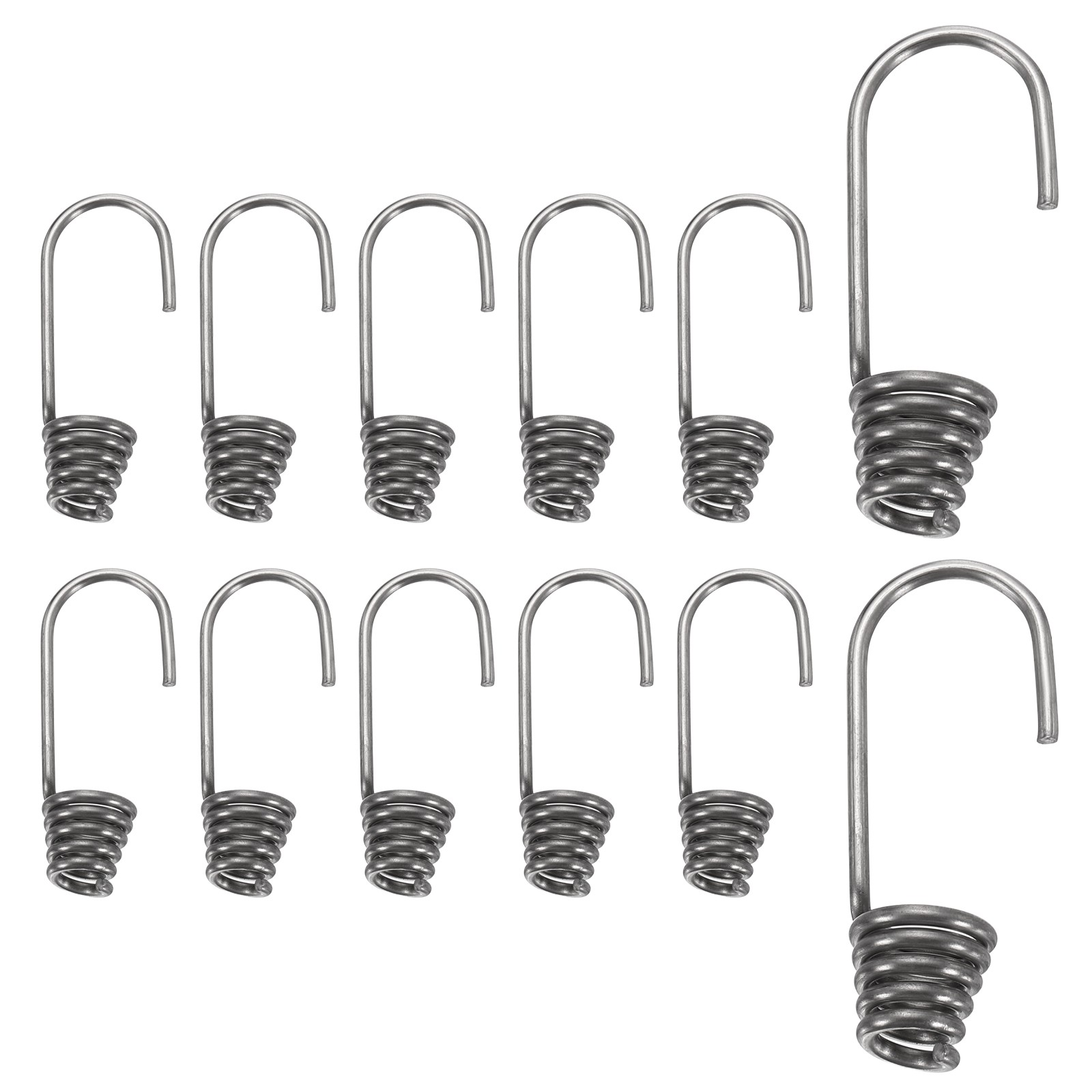 12Pcs 1/4"(6mm) Bungee Cord Hooks 2" Long Heavy Bungee Shock Cord Hook Silver