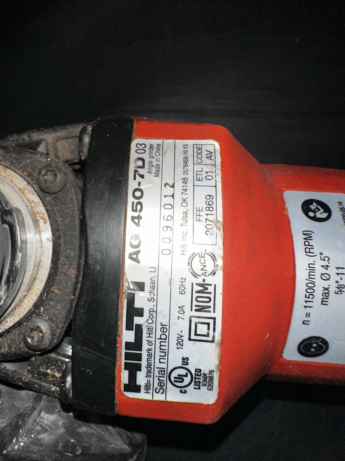 HILTI AG 450-7D 03 ANGLE GRINDER
