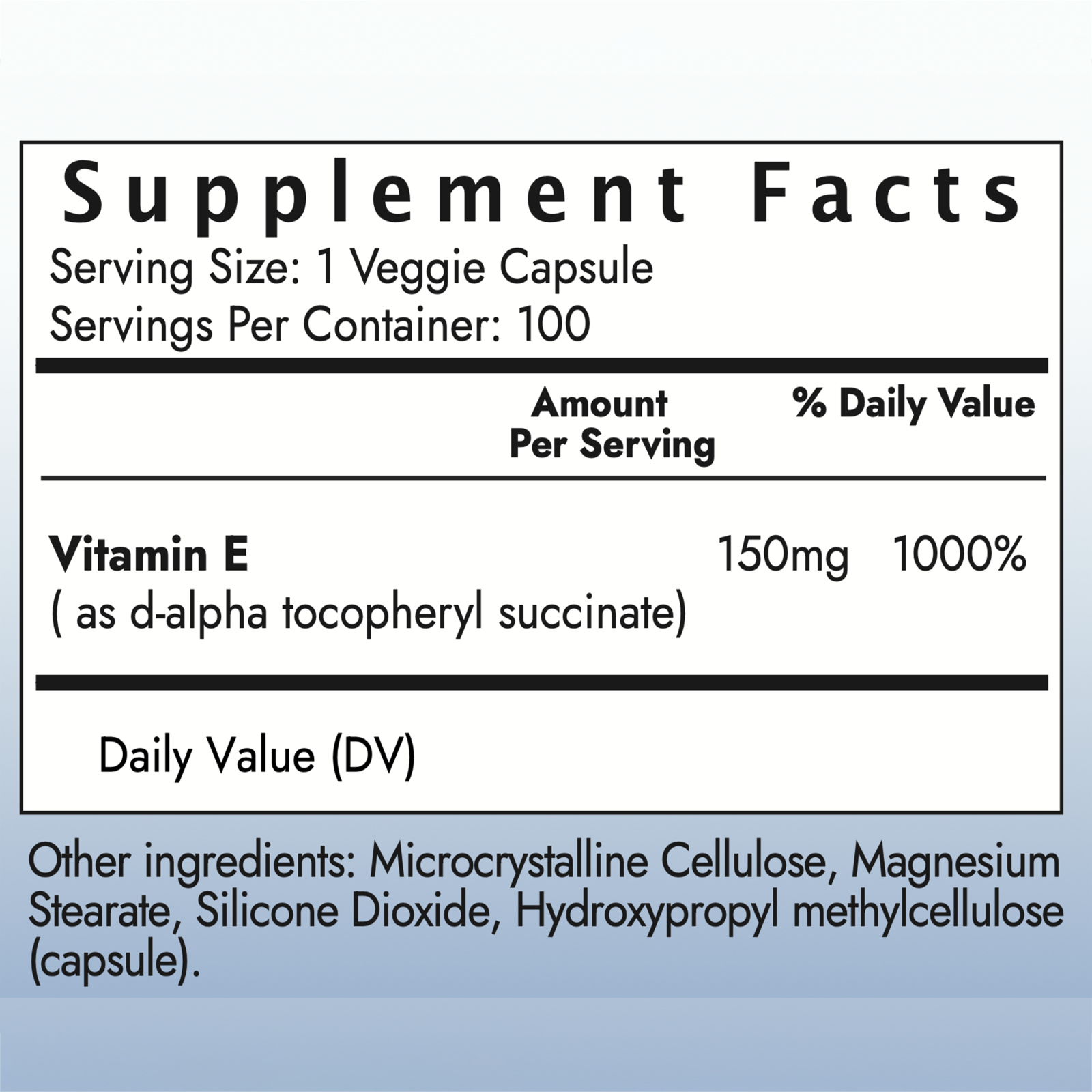 Vitamin E [d Alpha Tocopheryl Succinate] - Capsule, 100 Capsules