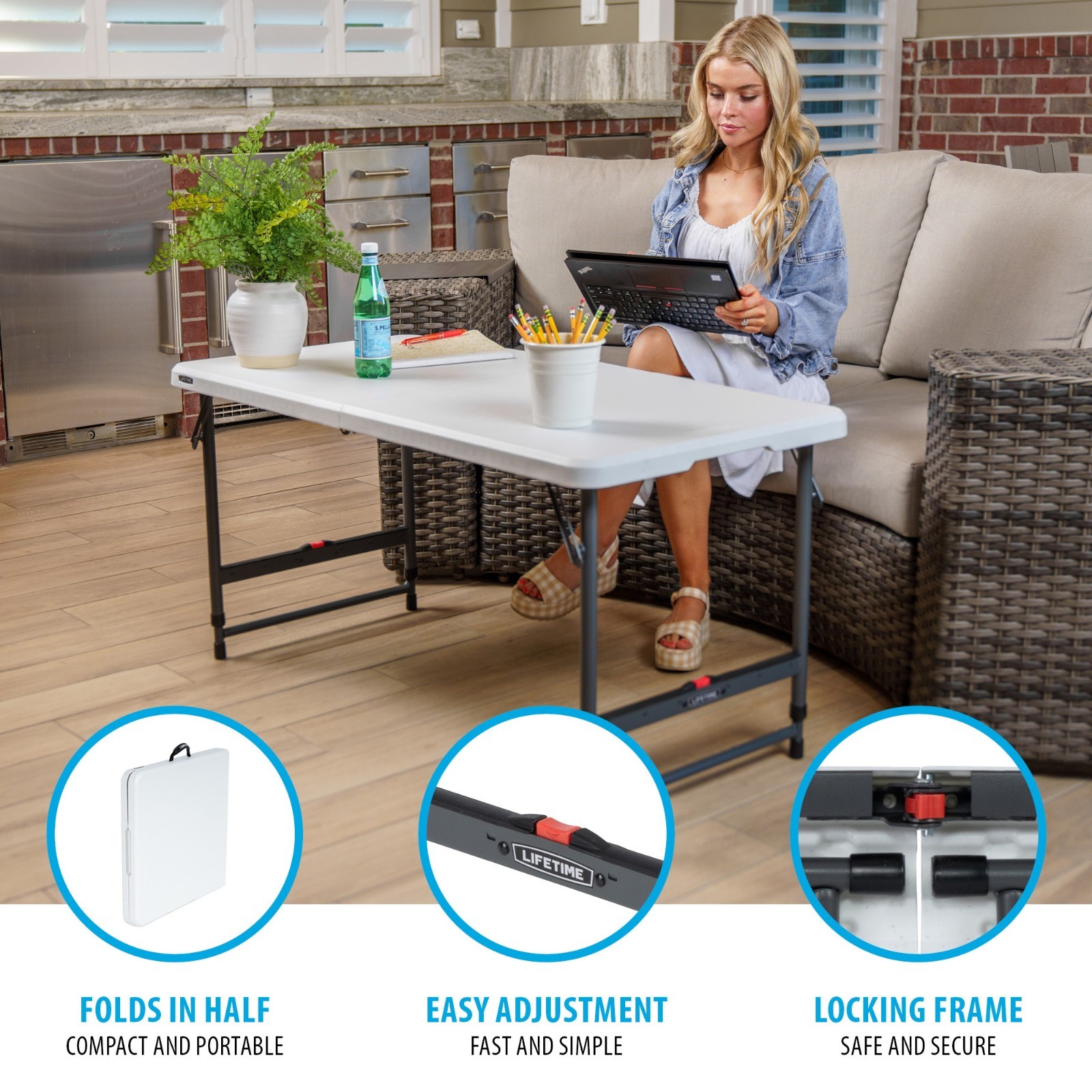 4-Foot Fold-in-Half Adjustable Table (Residential)