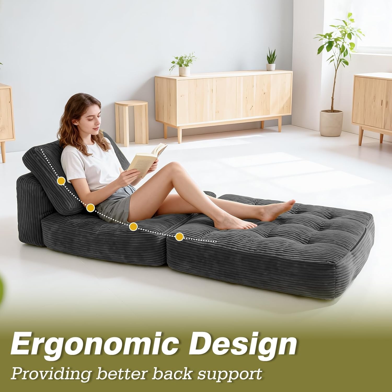 Folding Sofa Bed Convertible Sleeper Sofa Bed W/ Pilow & Back Support 3 in 1