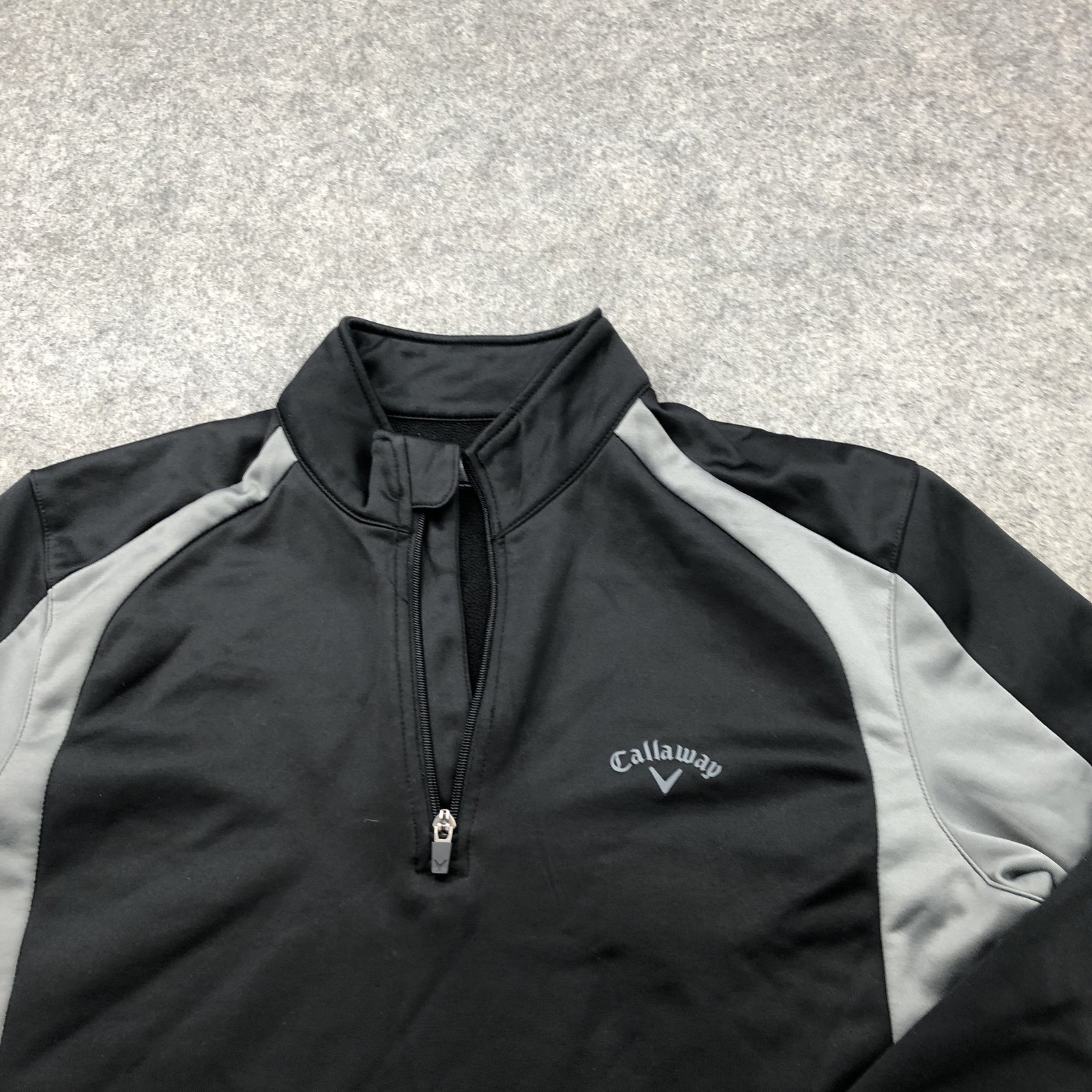 Callaway Pullover Mens Medium Black Gray Performance Golf Quarter Zip Jacket