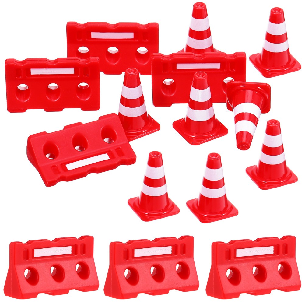 24pcs Traffic Cone Hats Fences Mini Traffic Signs Set Traffic Signs for Kids