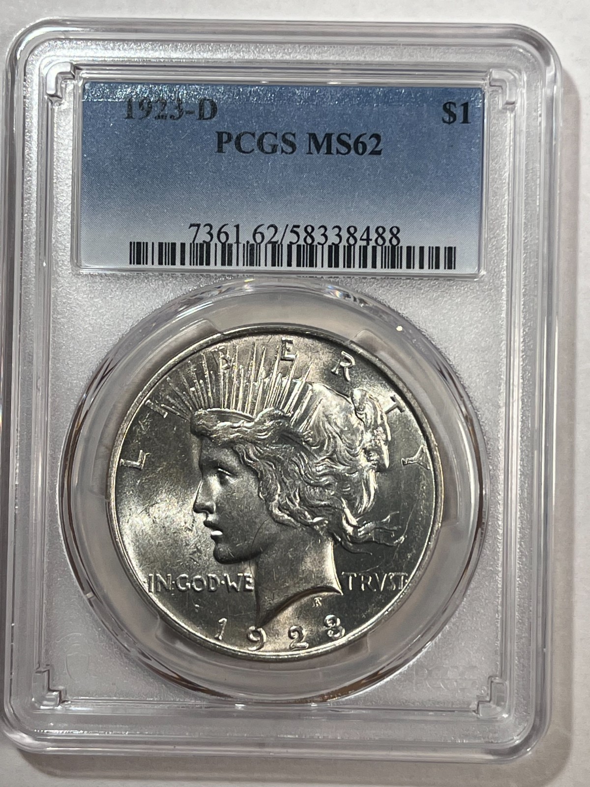 1923 D  PEACE DOLLAR PCGS CH BU BLAZING LUSTER GRADED HARD