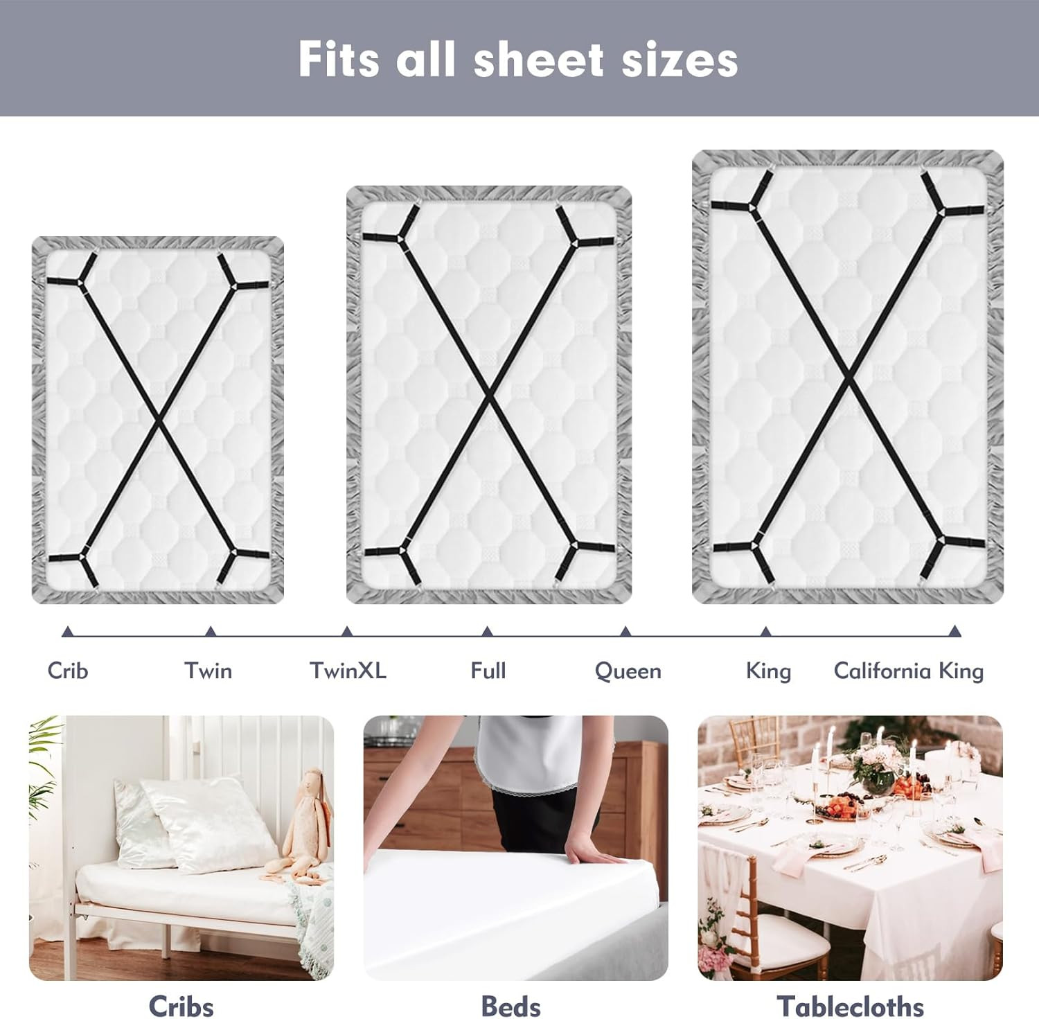 4 Pcs Bed Sheet Straps, Adjustable Fitted Sheet Clips Keeping Sheets Place Heavy