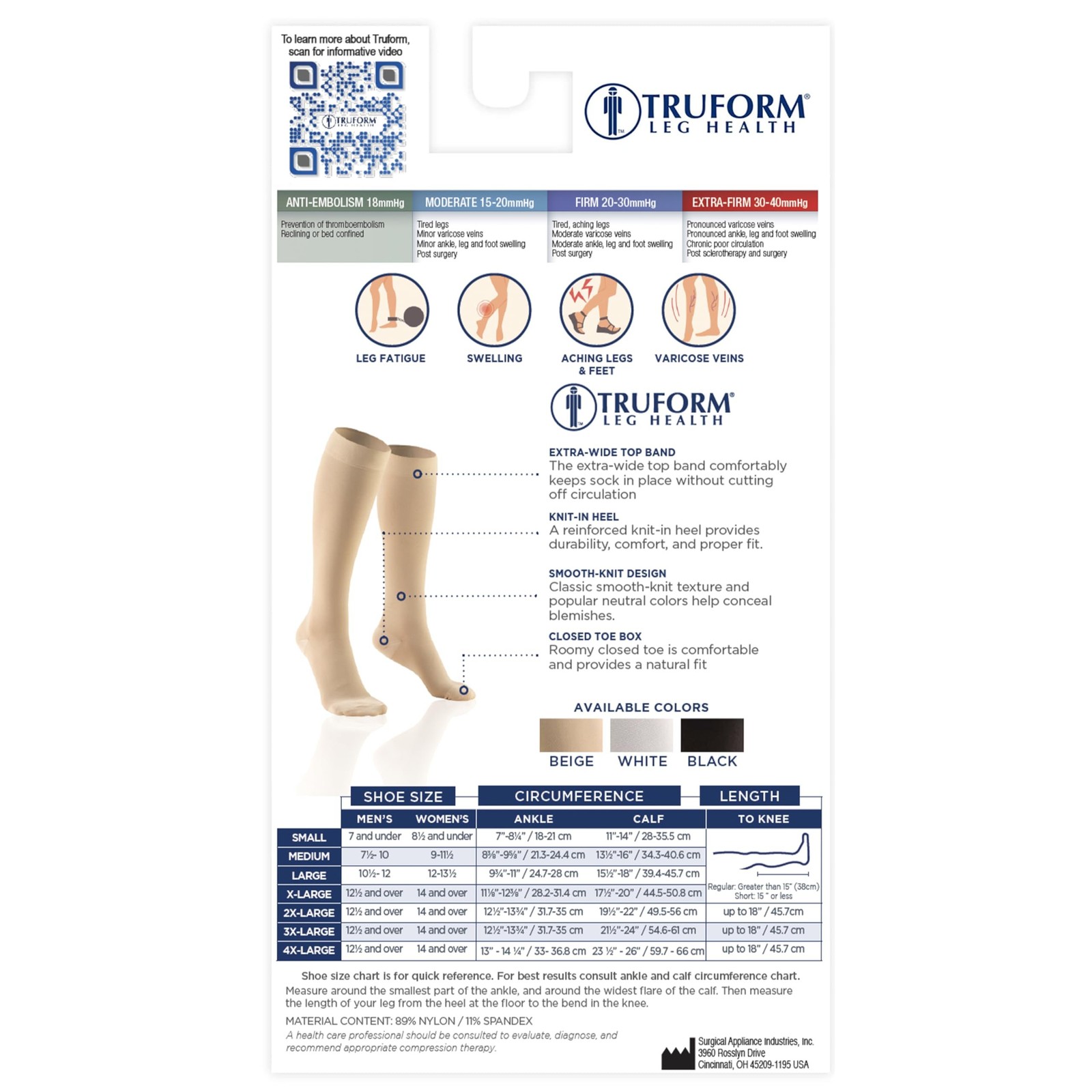 Truform Surgical Stockings, 18 mmHg Compression for Men and Women, Knee High...