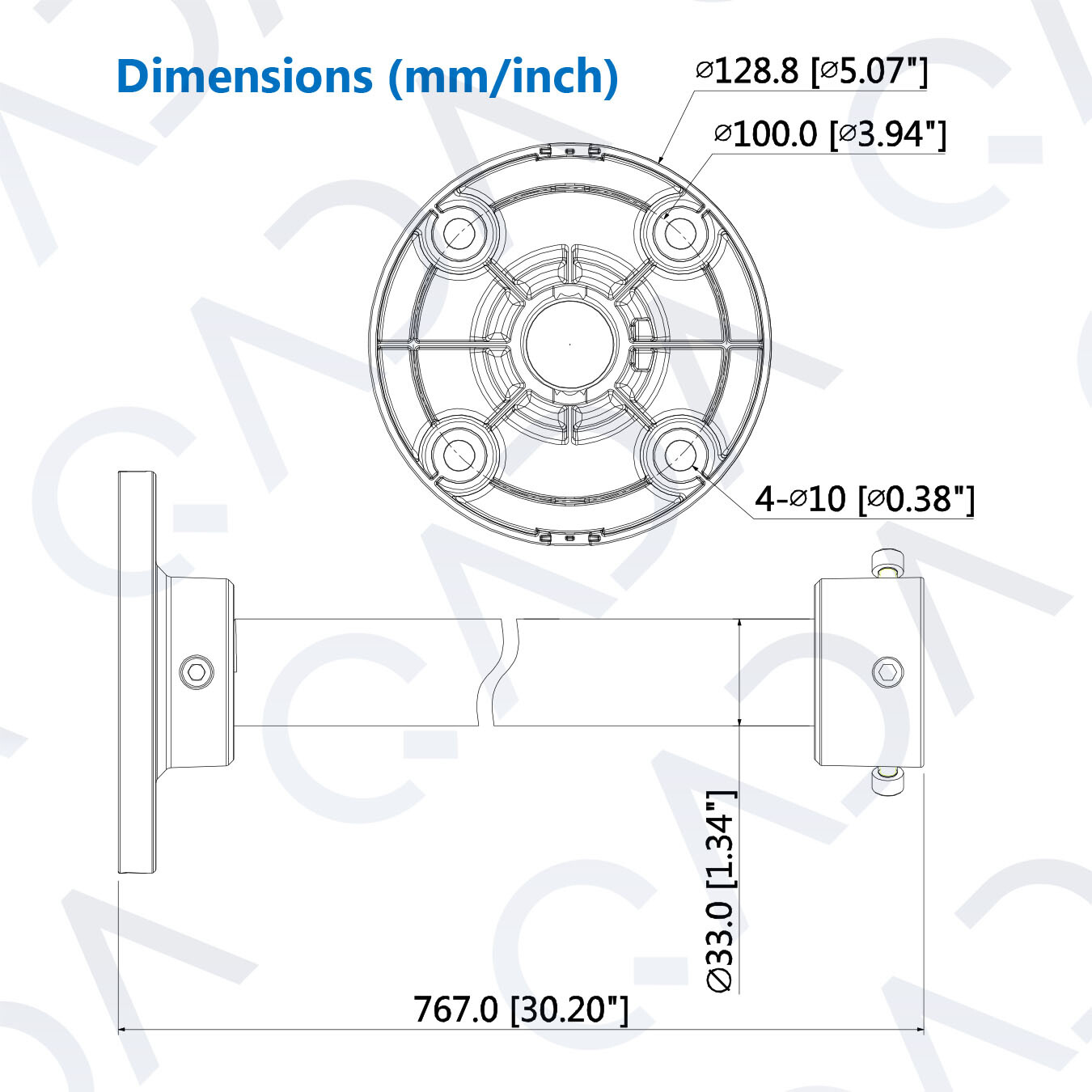Dahua PFB220C Universal Ceiling Pendant Pole Mount Long Bracket for Wall Mount