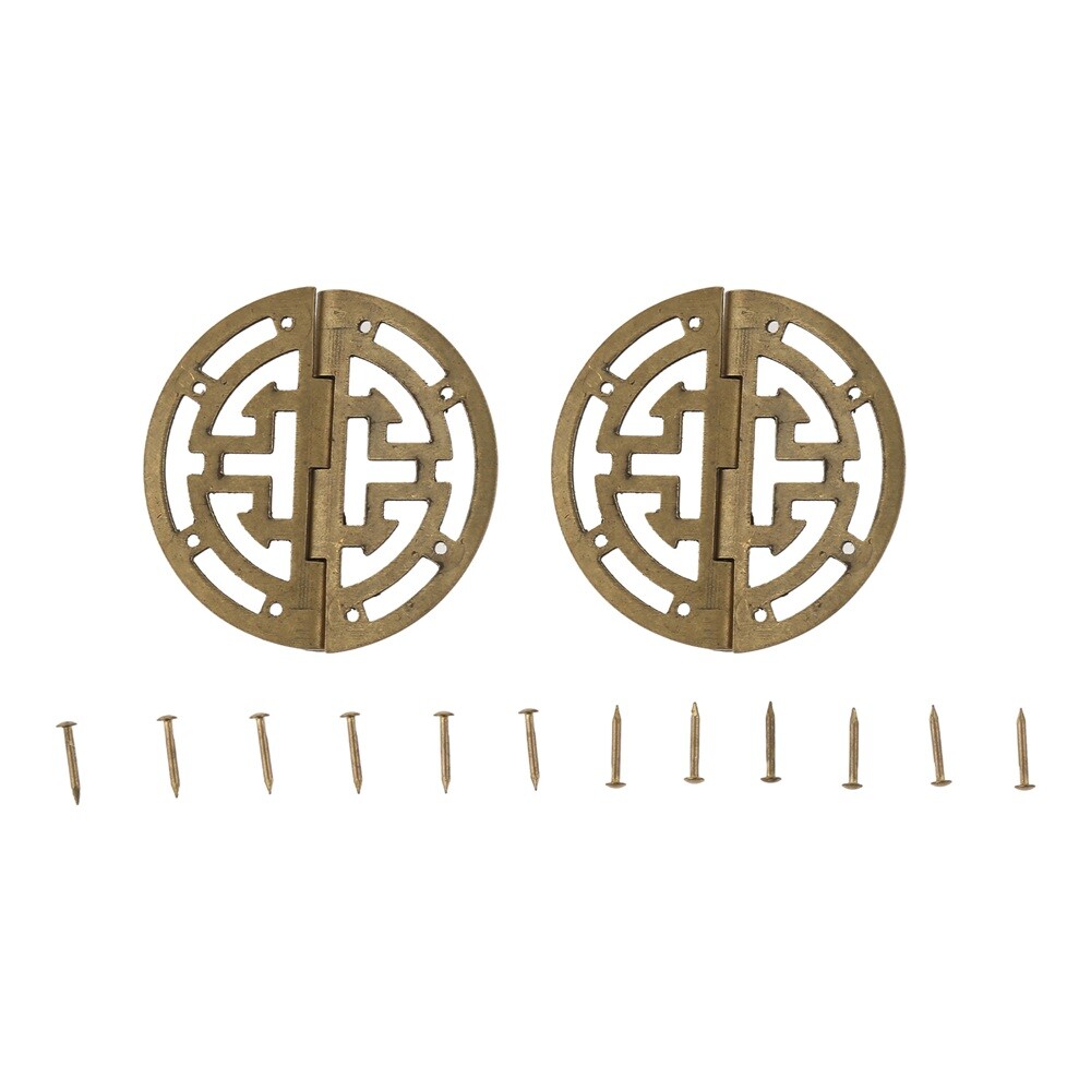 2pcs Round Hollow Hinges Brass Yellow Bronze 45mm/1.77inch for Home Office Shop