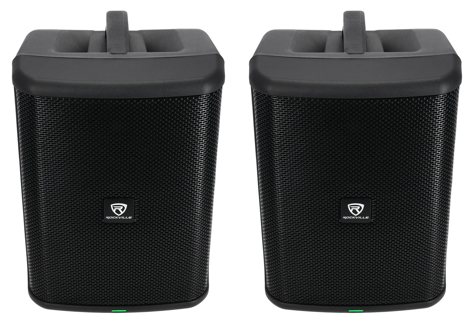 (2) Rockville TITAN ONE PRO Battery Powered Live Performance 8" PA Speakers