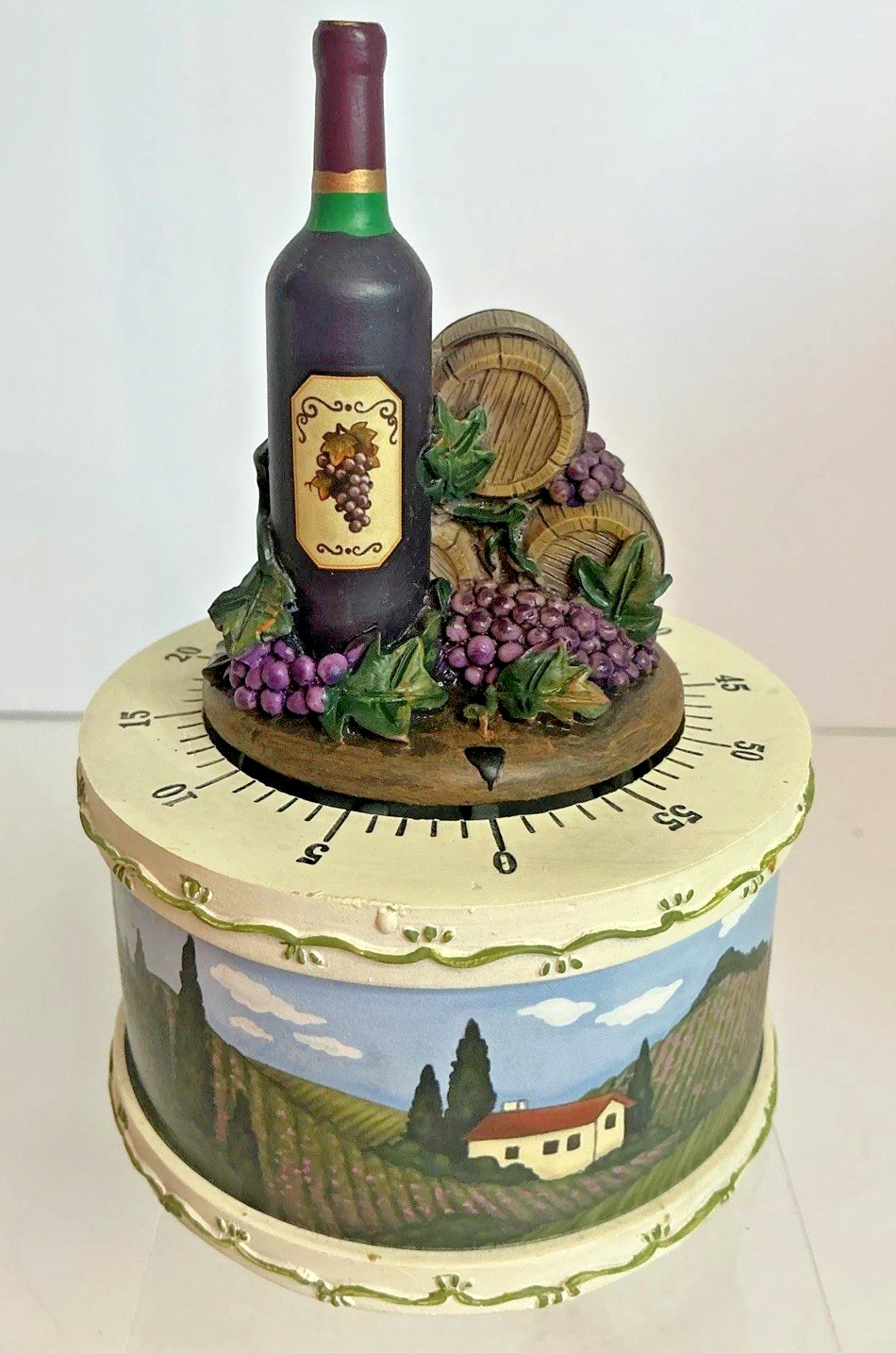60 minute kitchen timer With Wine Bottle, Barrel And Grapes Vinyard