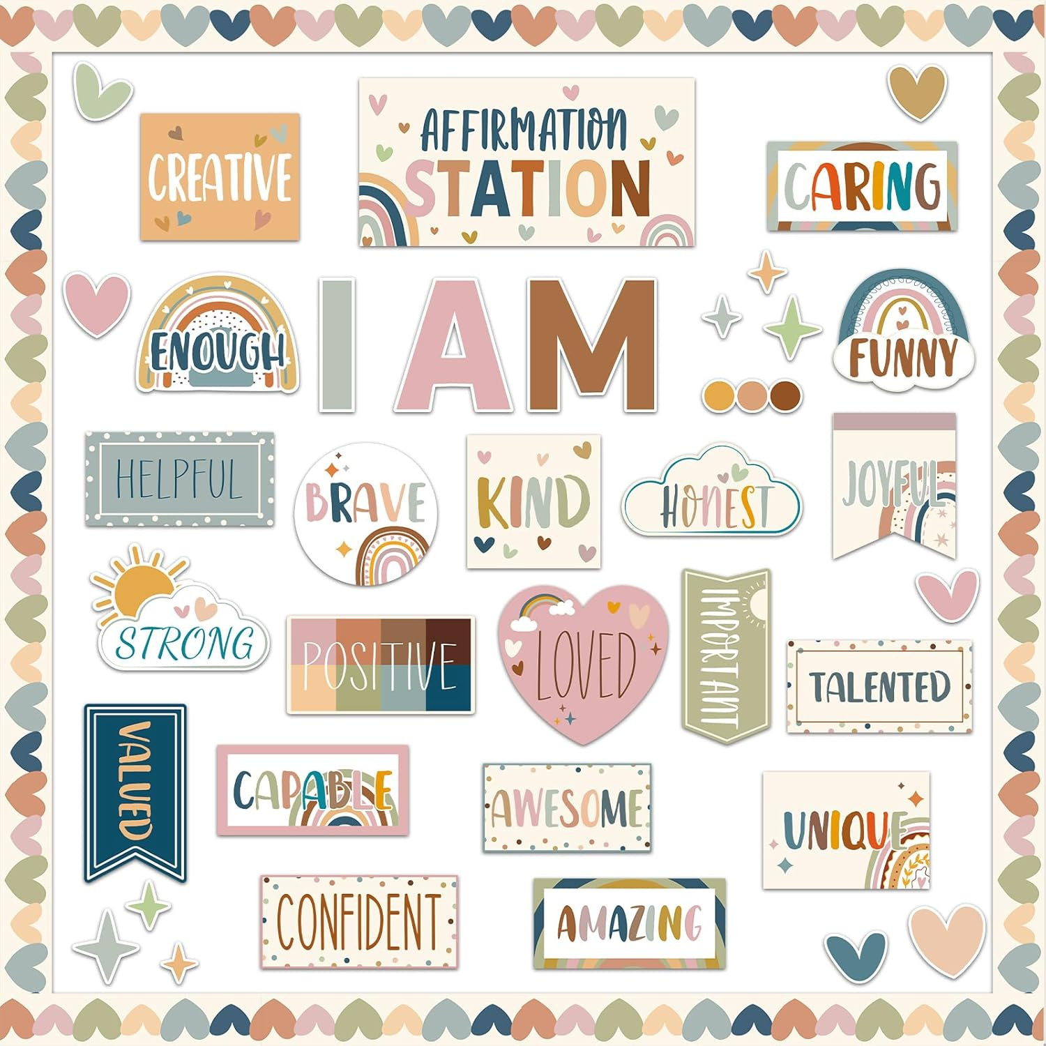 BOHO Affirmation Station Bulletin Board Set Motivational Posters for Classroom D