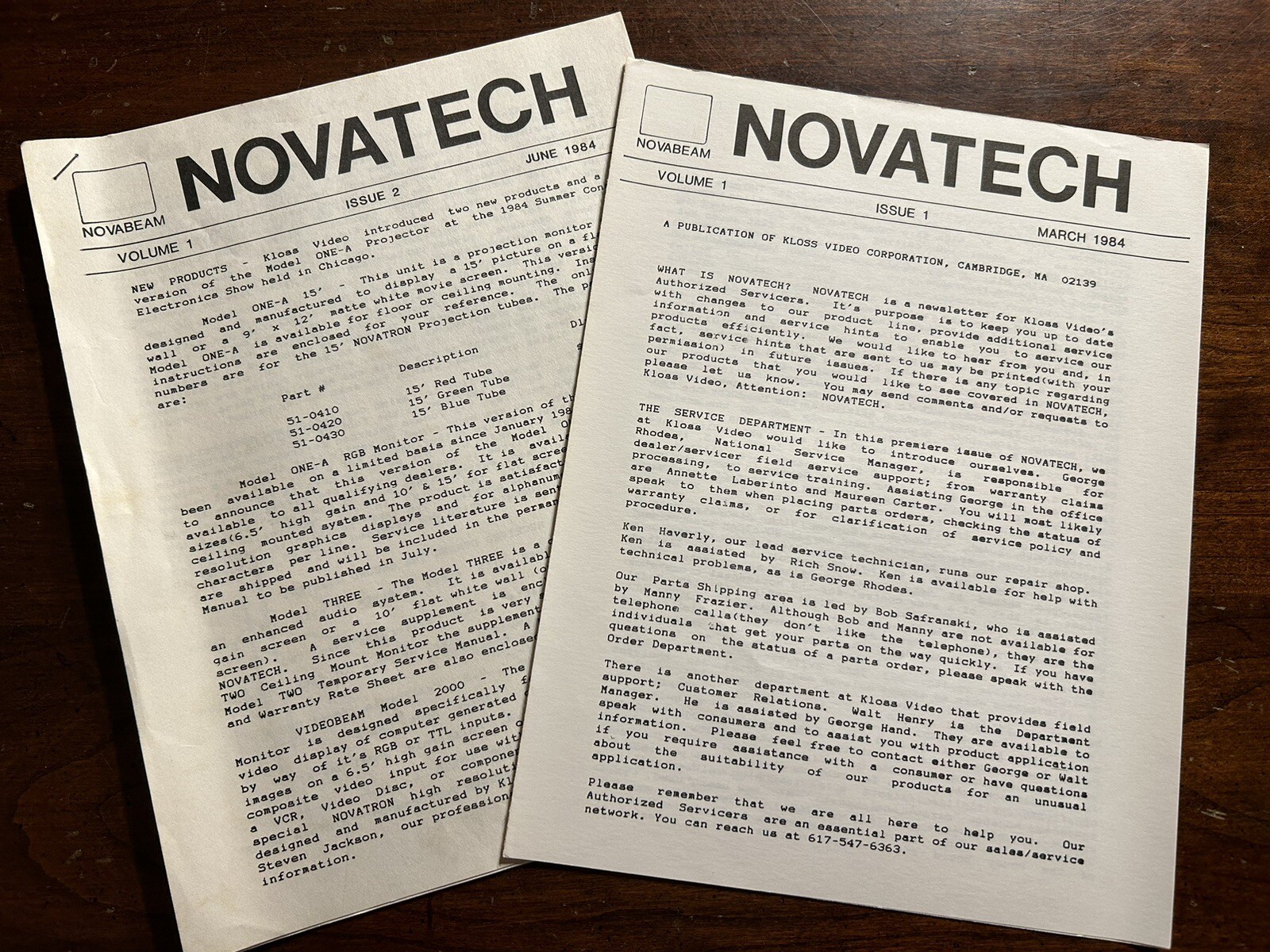 Kloss Video Corporation Novatech Volume 1 Issue 1 2 Publication Original Vintage