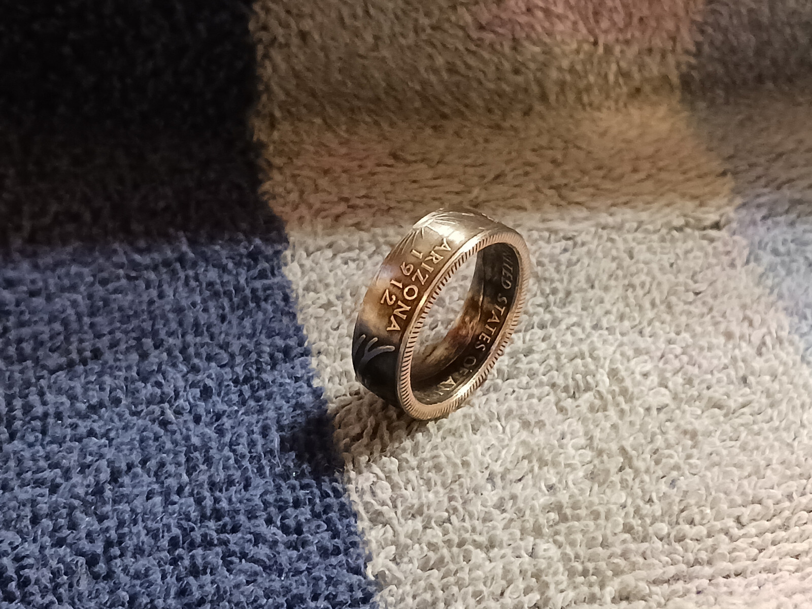Arizona Handcrafted Washington Quarters coin ring, size 8 -1/2    2008